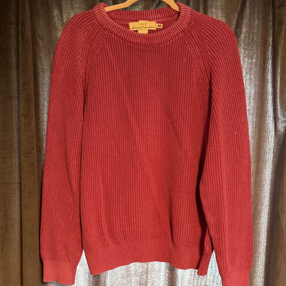 H&M Pink Crewneck Ribbed Knit Sweater